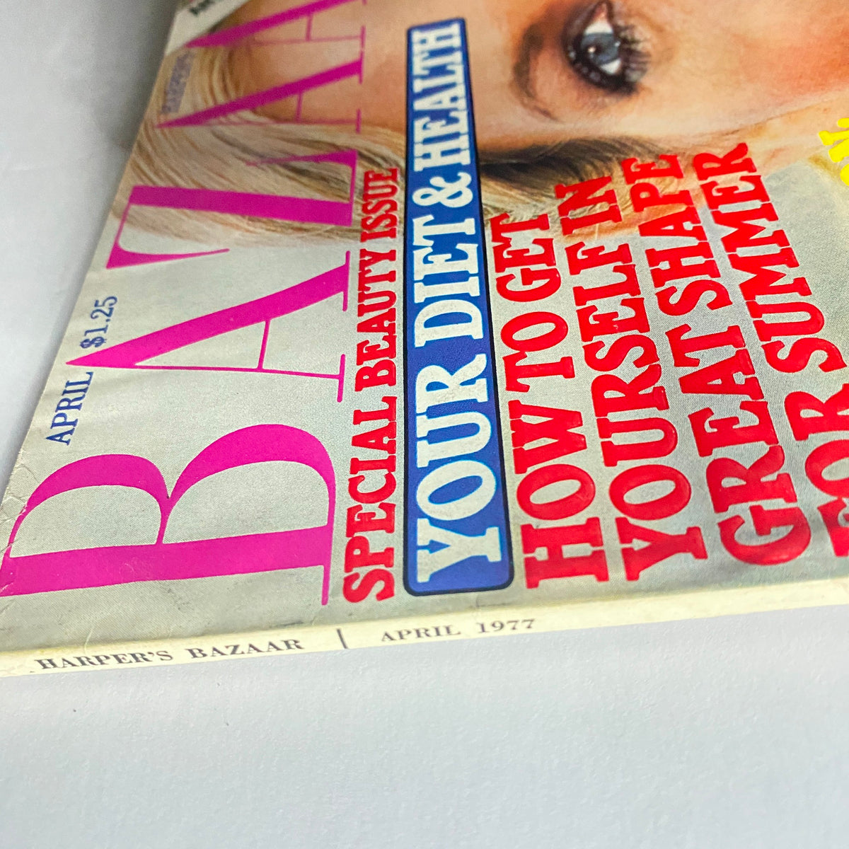Harper's Bazaar Magazine April 1977 Shelley Smith Cover