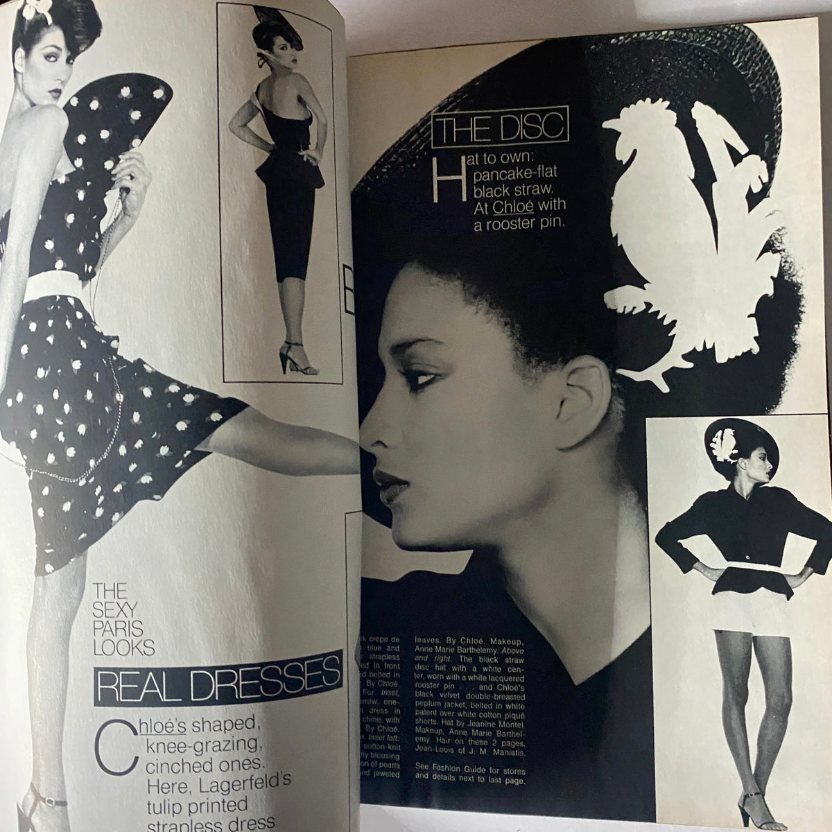 Page from Harper's Bazaar January 1979 showing fashion designs with models in stylish outfits, featuring black and white photography and a bold design aesthetic.