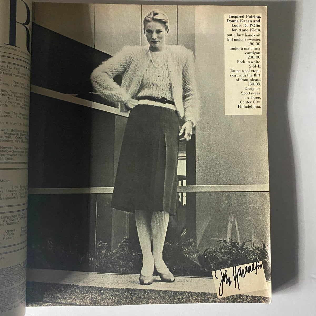 Black and white image from Harper's Bazaar September 1980 showcasing a model in a stylish outfit, emphasizing fashion photography of the era.