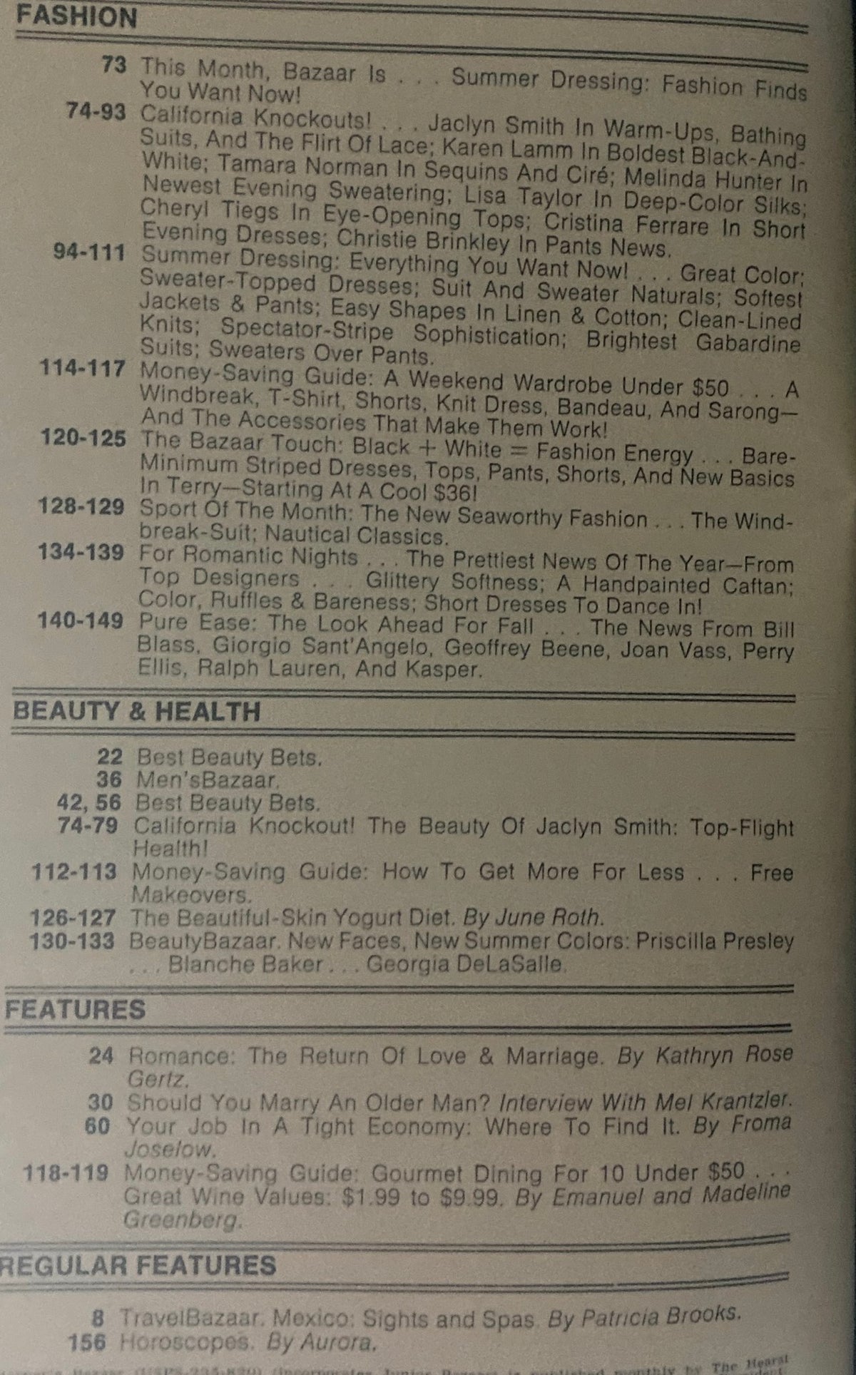 Harper's Bazaar Magazine June 1980 with content featuring fashion articles including California Knockouts and summer dressing ideas.