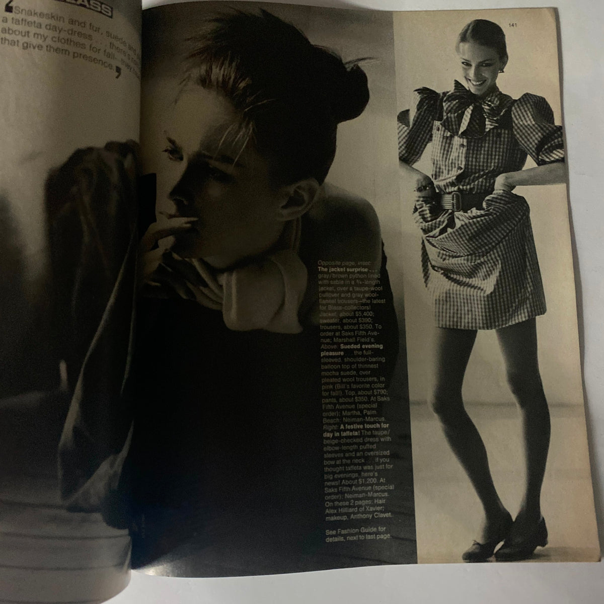 Harper's Bazaar Magazine June 1980 showcasing a black and white photography layout of fashion trends of the era.