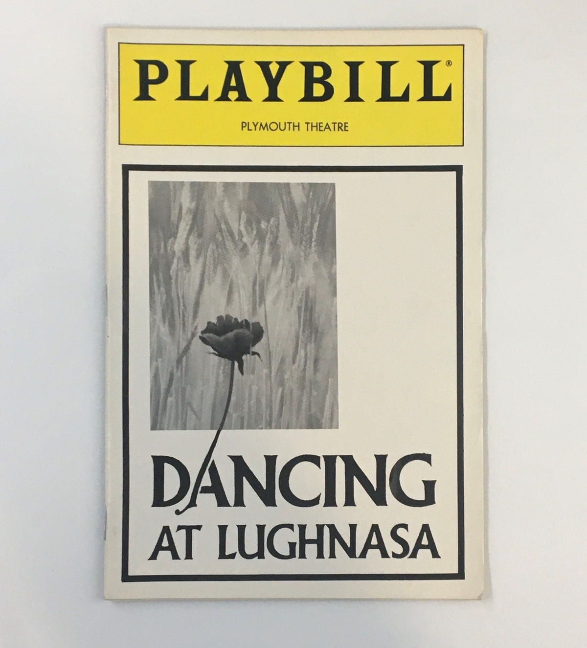 1992 Playbill for Brian Friel's Dancing at Lughnasa, featuring a black and white cover design from Plymouth Theatre.