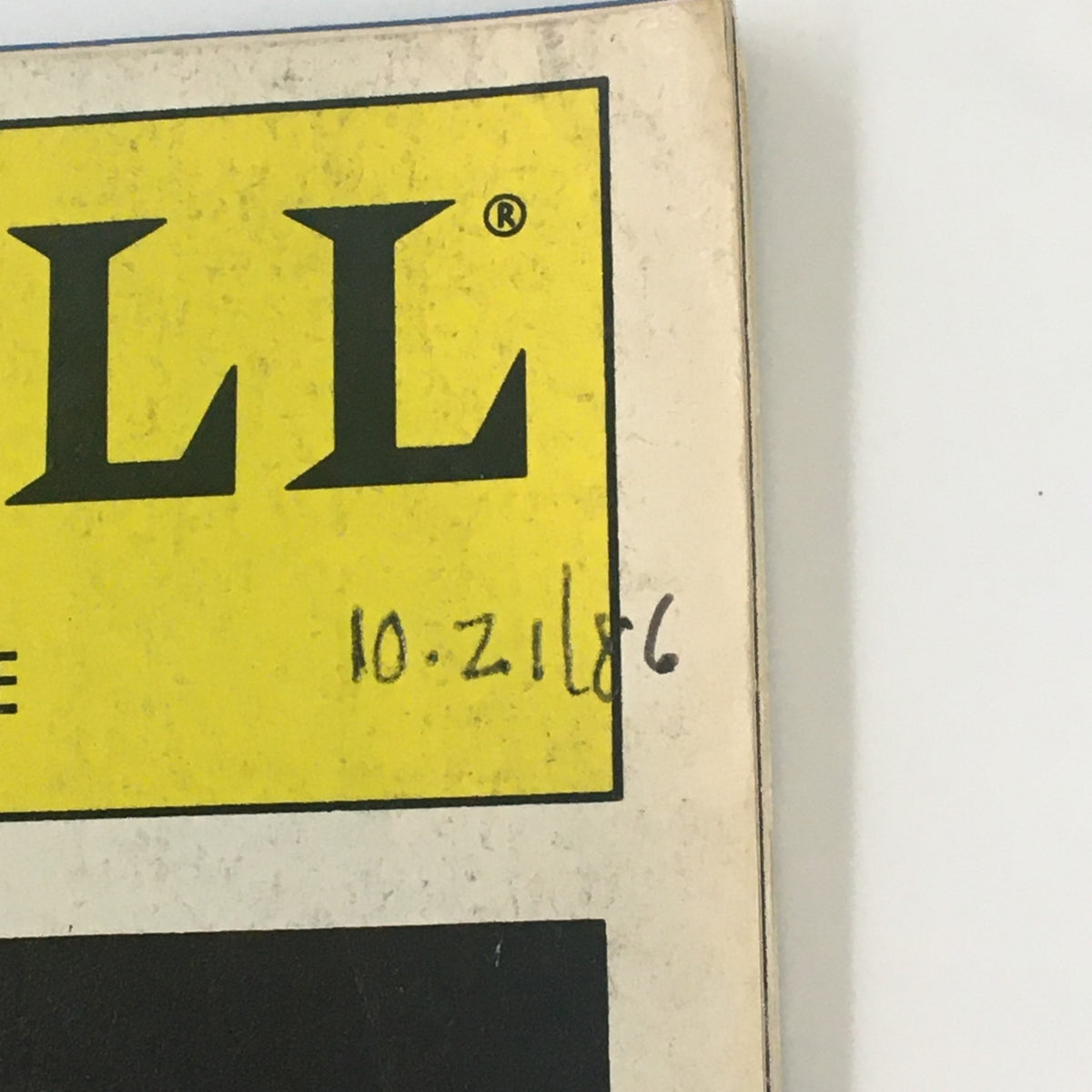 Close-up of the 1986 Playbill for George Bernard Shaw's 'You Never Can Tell', highlighting the date penned as 10.2.86.