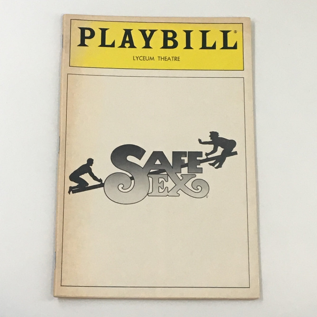 1987 Playbill for Harvey Fierstein's Safe Sex at Lyceum Theatre featuring the stylized logo of the play.