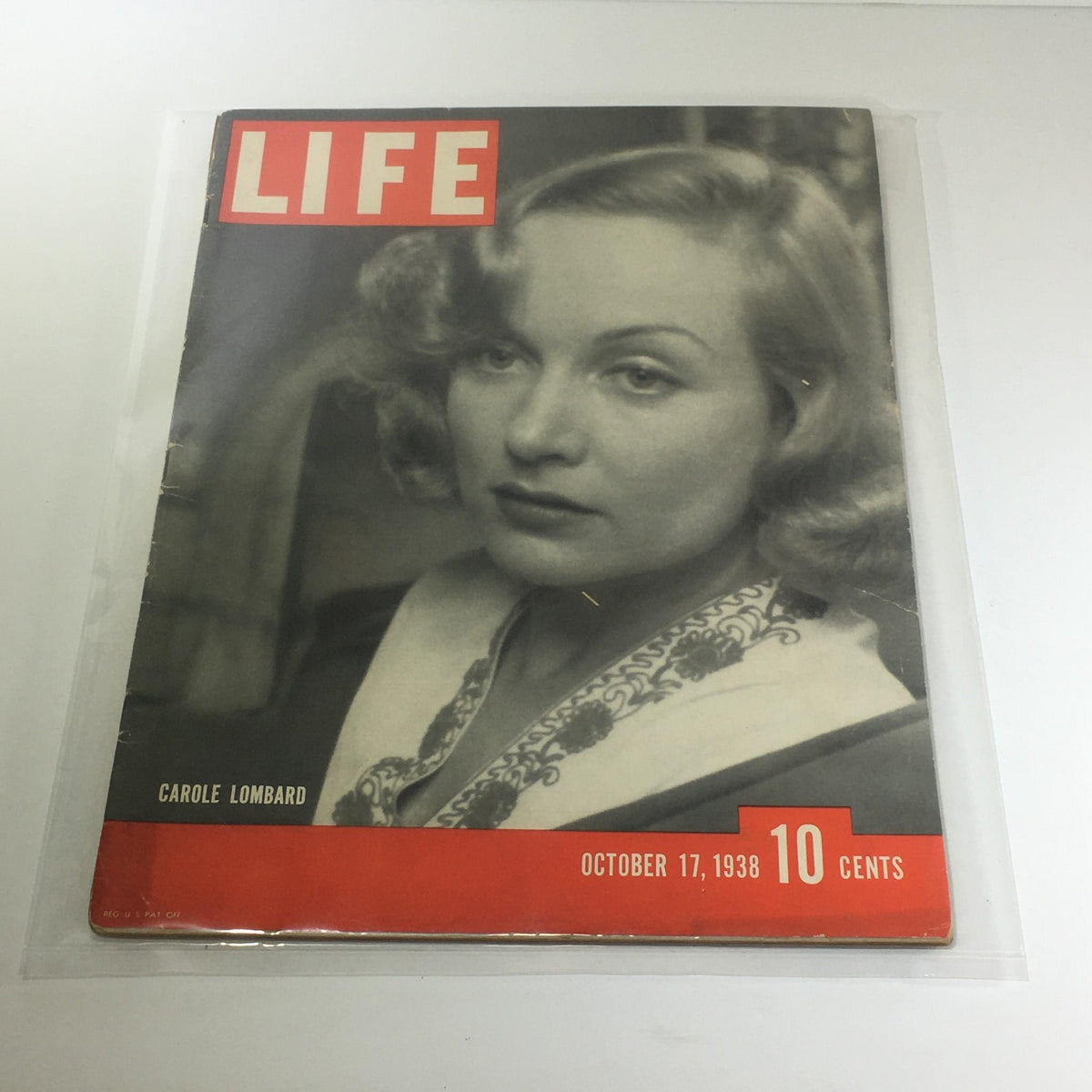 Cover of Vintage Life Magazine from October 17, 1938 featuring actress Carole Lombard, showcasing the iconic red and white LIFE logo.