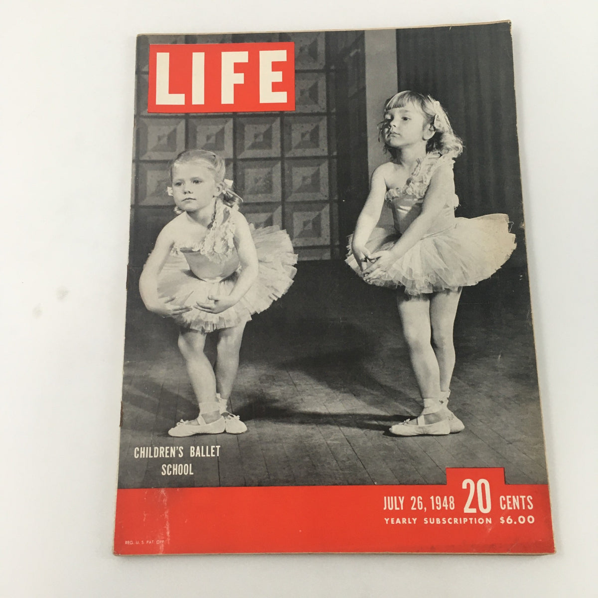 VTG Life Magazine July 26 1948 cover featuring a photograph of Children's Ballet School, showcasing two young girls in ballet tutus, highlighting mid-century American culture.
