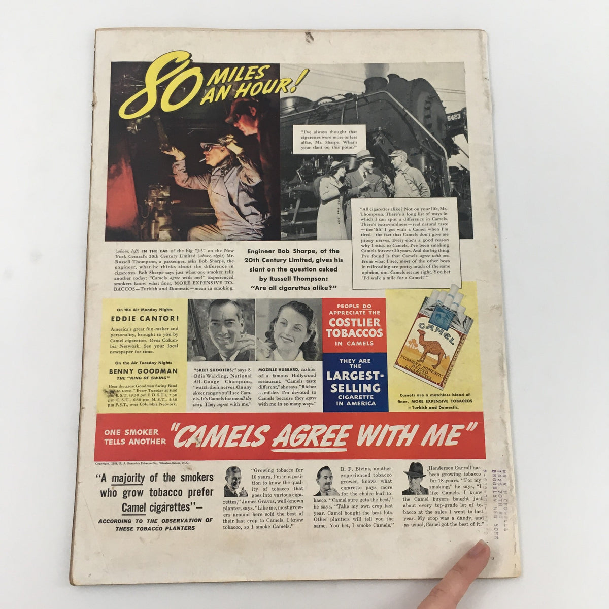 Back cover of VTG Life Magazine May 23 1938, presenting vintage advertisements and articles related to various topics, including a feature on cigarette preferences.