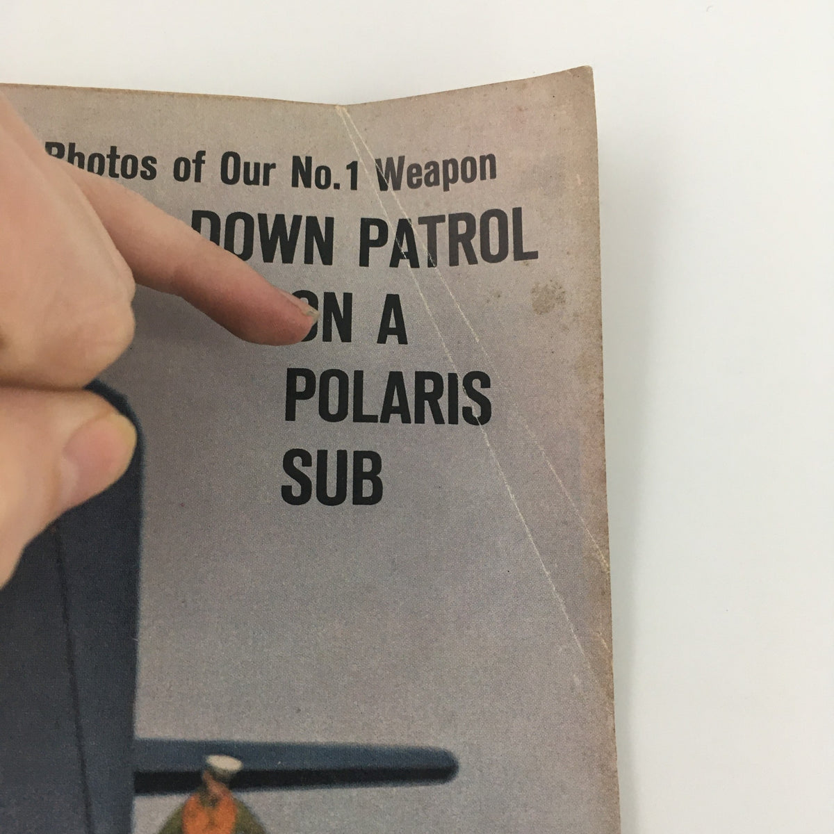 Close-up of the Life Magazine cover headline 'Deep Down Patrol on a Polaris Sub' from March 22, 1963, which accompanies the feature on Jack Lemmon's big worry.