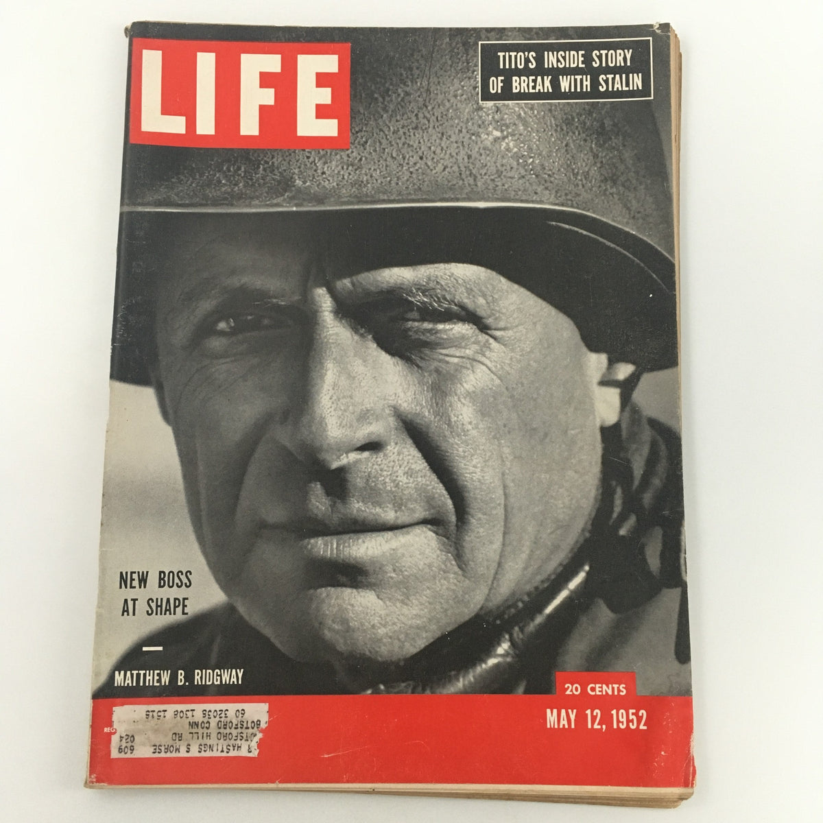 Cover of Life Magazine May 12, 1952 featuring Matthew B. Ridgway, the new boss at SHAPE, showcasing a historical perspective on military leadership.