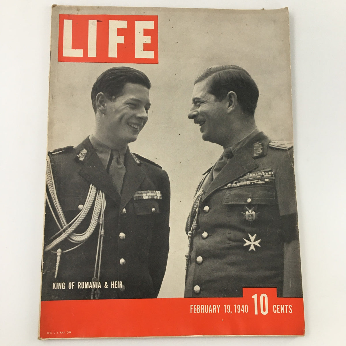 Cover of VTG Life Magazine February 19 1940 featuring King Michael I of Romania and heir, showcasing historical figures in military uniforms.