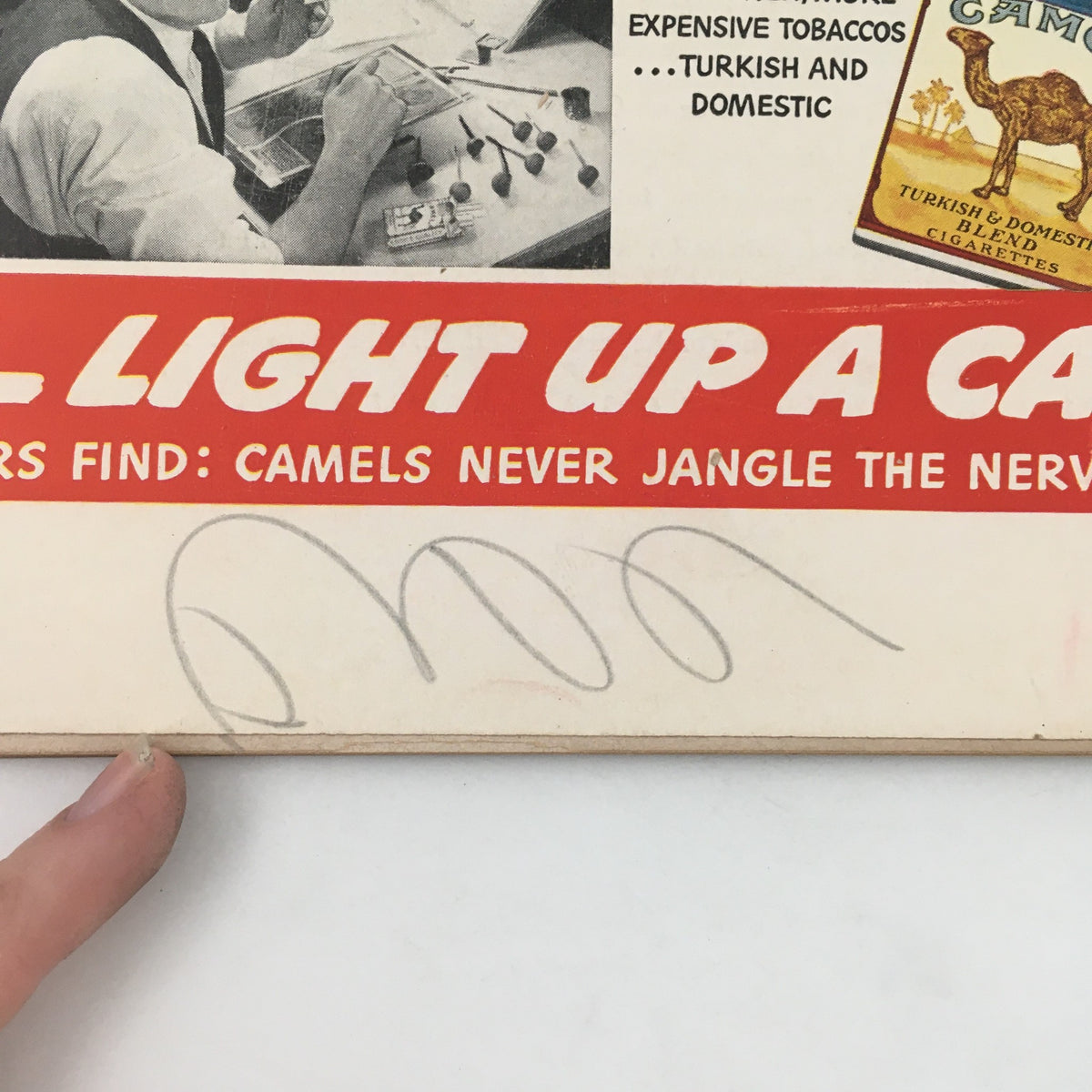 Close-up of the back cover of VTG Life Magazine April 24 1939 showing a Camel cigarette advertisement and a decorative design.