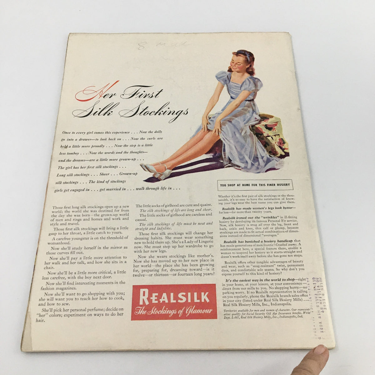 Back cover of Life Magazine August 4, 1941 featuring an advertisement for Realsilk stockings emphasizing their glamour.
