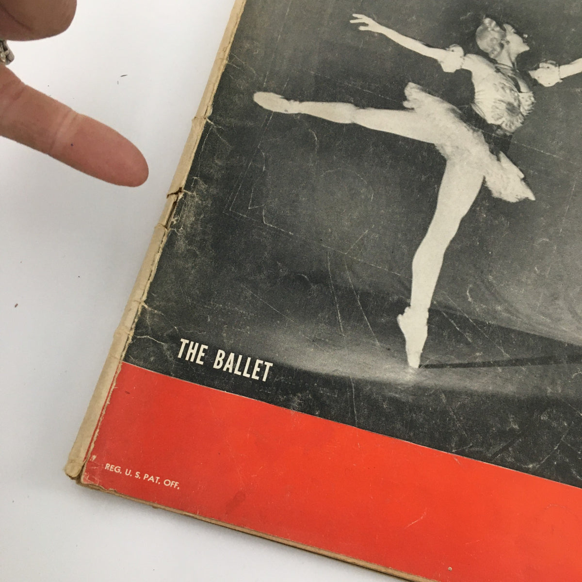 Side view of the cover of VTG Life Magazine from March 20, 1944, with 'THE BALLET' printed at the bottom and showing a ballet dancer in action.