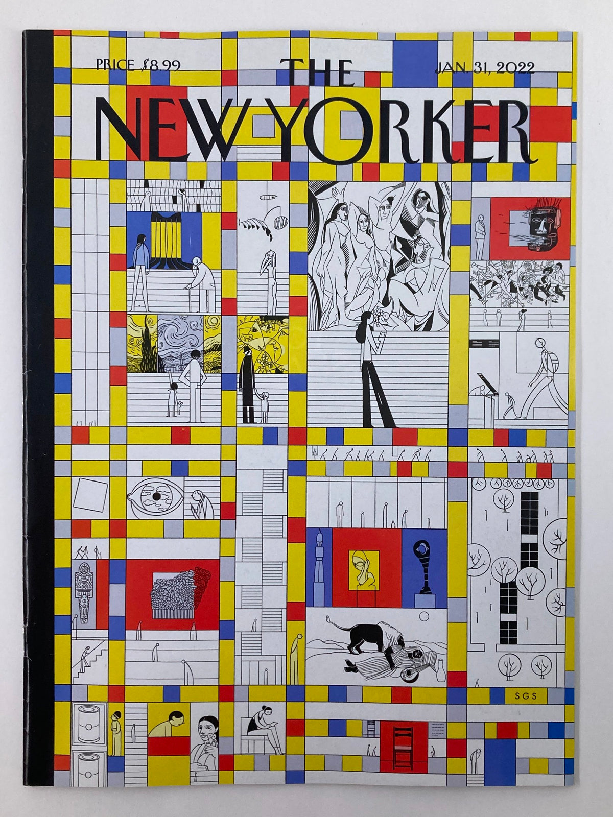 The New Yorker Full Magazine January 31 2022 cover featuring vibrant geometric artwork and illustrations, capturing modern life themes as envisioned by S. G. Sanchez.