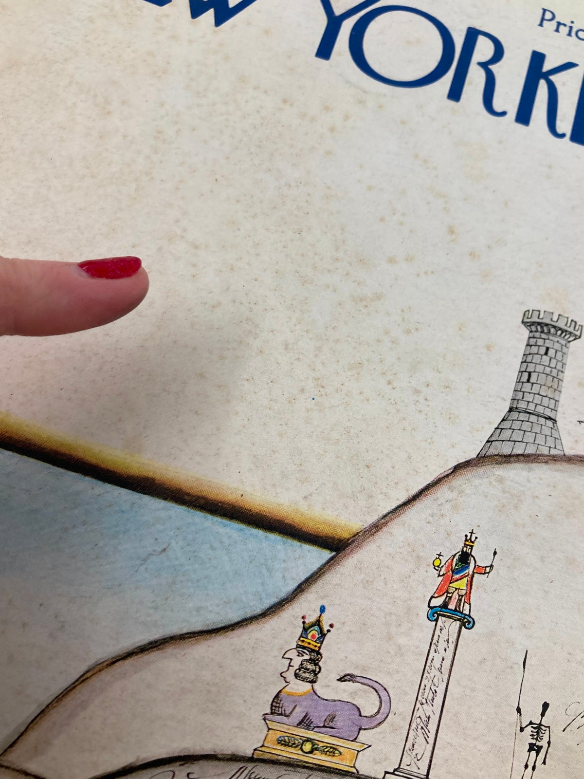 Close-up of The New Yorker magazine cover, May 4, 1968, highlighting the artistic elements including a king figure and castle.