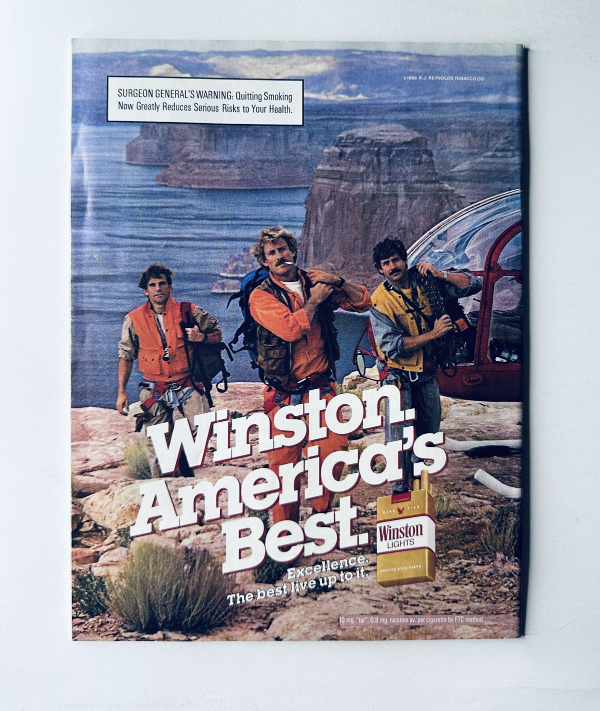 Alternate view of the Winston advertisement page from Sports Illustrated Magazine January 6, 1986, emphasizing outdoor adventure themes.