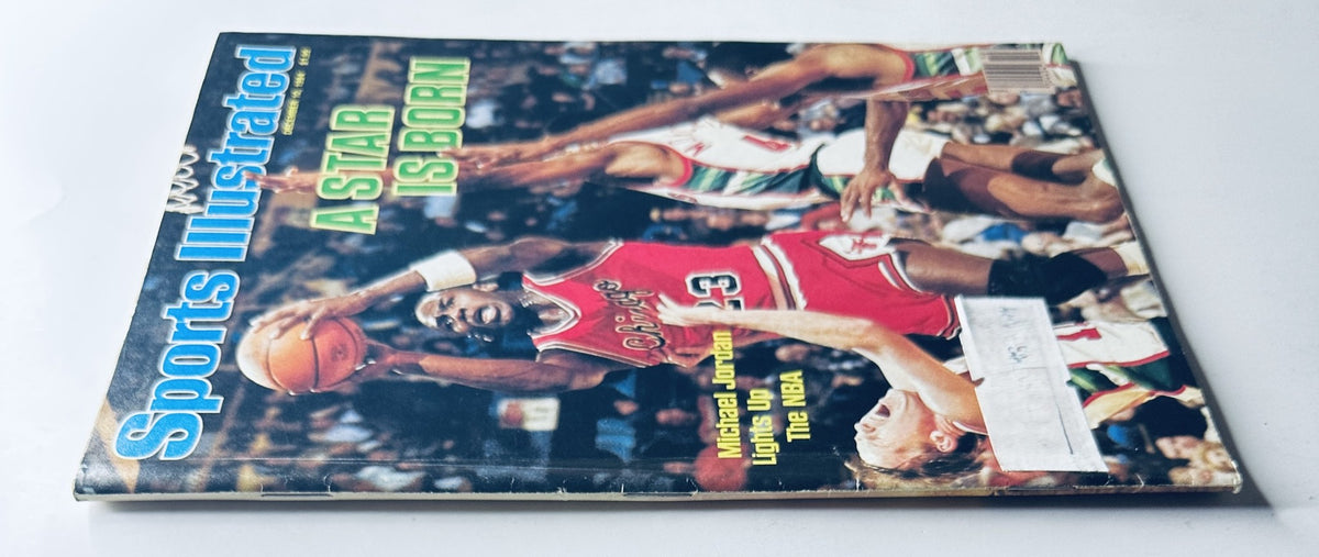 Another angle of the Sports Illustrated Magazine cover dated December 10, 1984, depicting Michael Jordan. The title 'A Star Is Born' emphasizes Jordan’s rising fame as a basketball star during his rookie season.