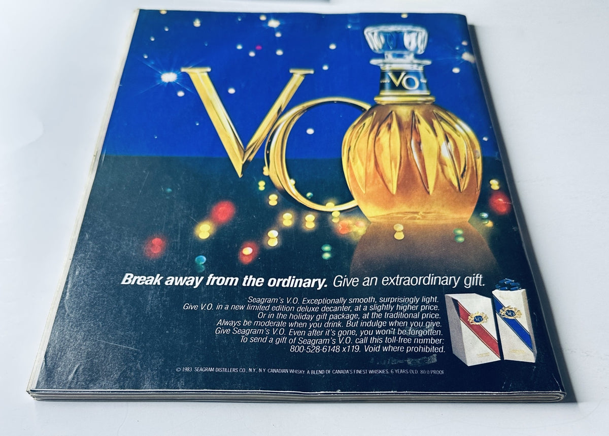 Back cover advertisement of Sports Illustrated Magazine, November 28, 1983 for Seagram's V.O, promoting it as an extraordinary gift.