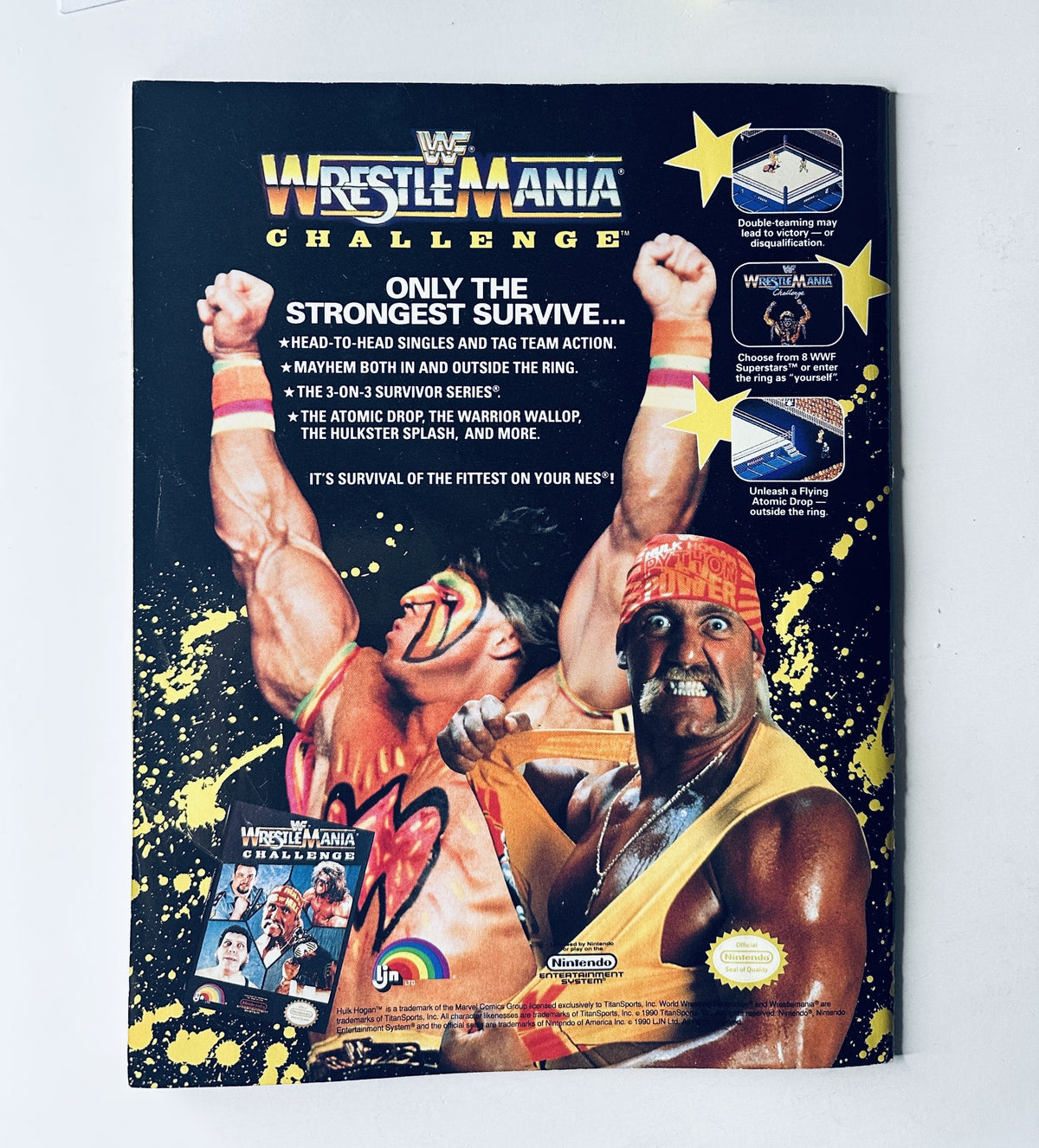WWF Magazine February 1991 highlighting the 'WrestleMania Challenge' featuring iconic wrestlers, emphasizing themes of strength and competition in wrestling, appealing to fans of WWF.