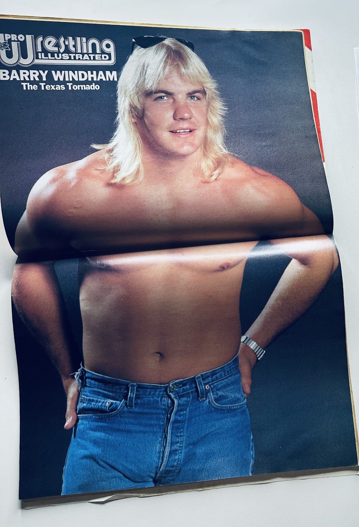 Feature page from Pro Wrestling Illustrated Magazine June 1985 showcasing a pinup of Barry Windham, the Texas Tornado, with a promotional layout.