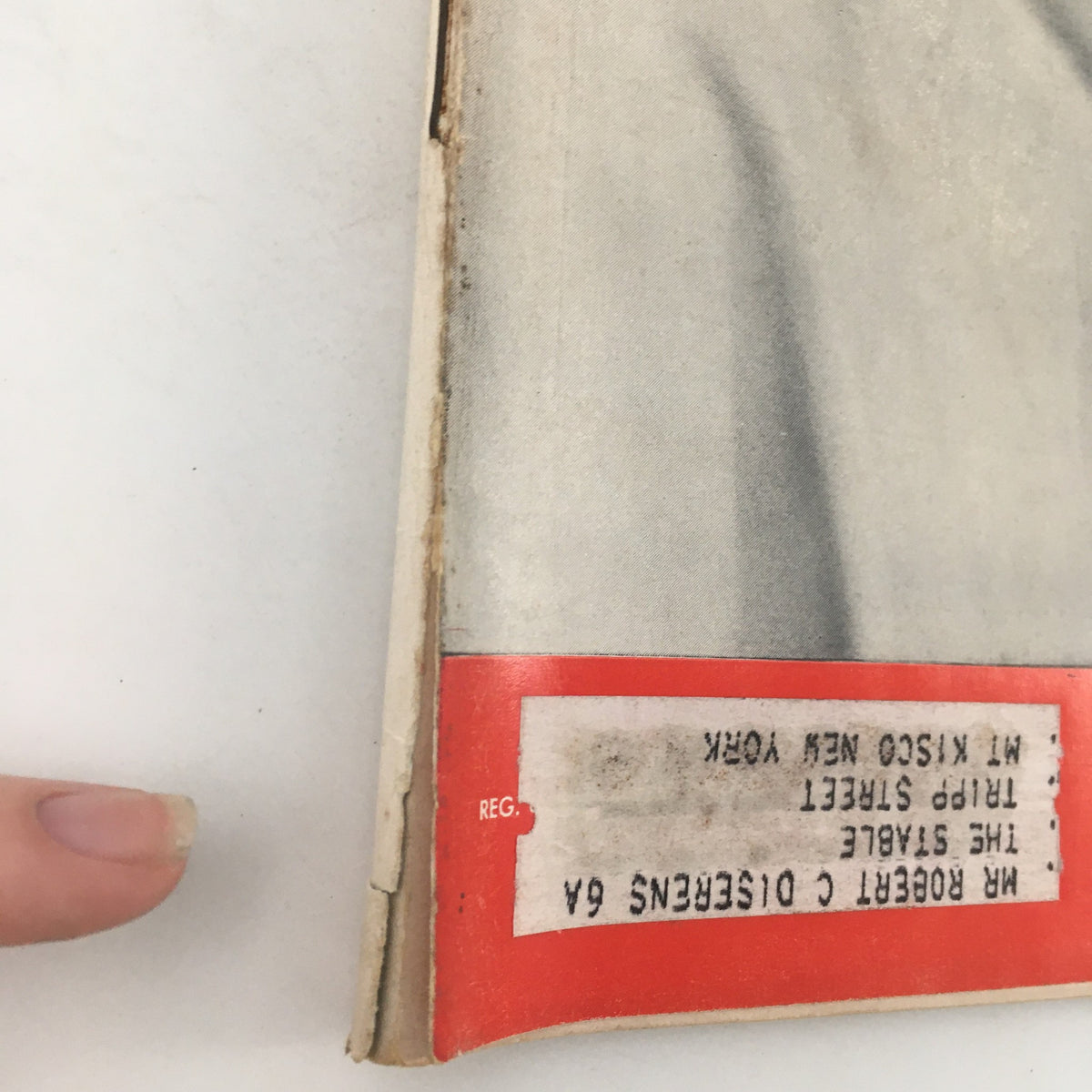 Back cover detail of the VTG Life Magazine August 27, 1951, featuring a postal address label and signs of vintage wear.