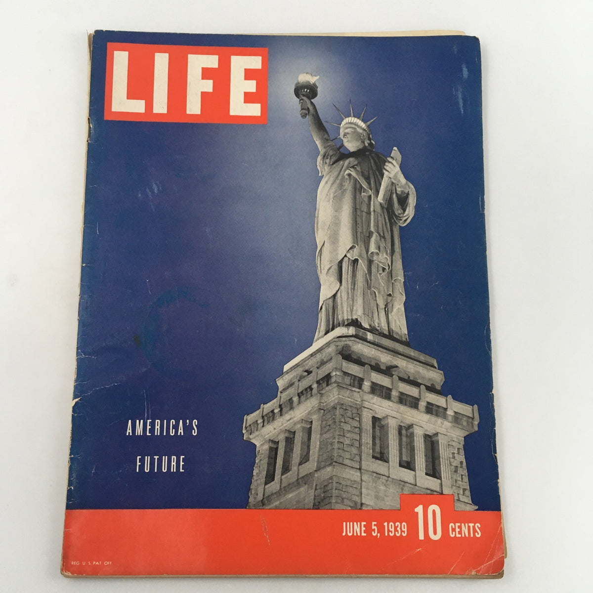 Vintage Life Magazine from June 5, 1939, titled 'America's Future', featuring a cover image of the Statue of Liberty, showcasing a pivotal moment in American history.