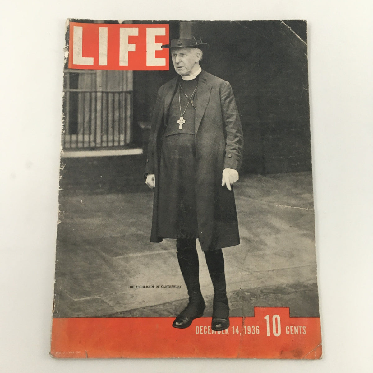 Vintage Life Magazine cover from December 14, 1936, featuring Archbishop Cosmo Lang of Canterbury, highlighting historical significance and classic design.