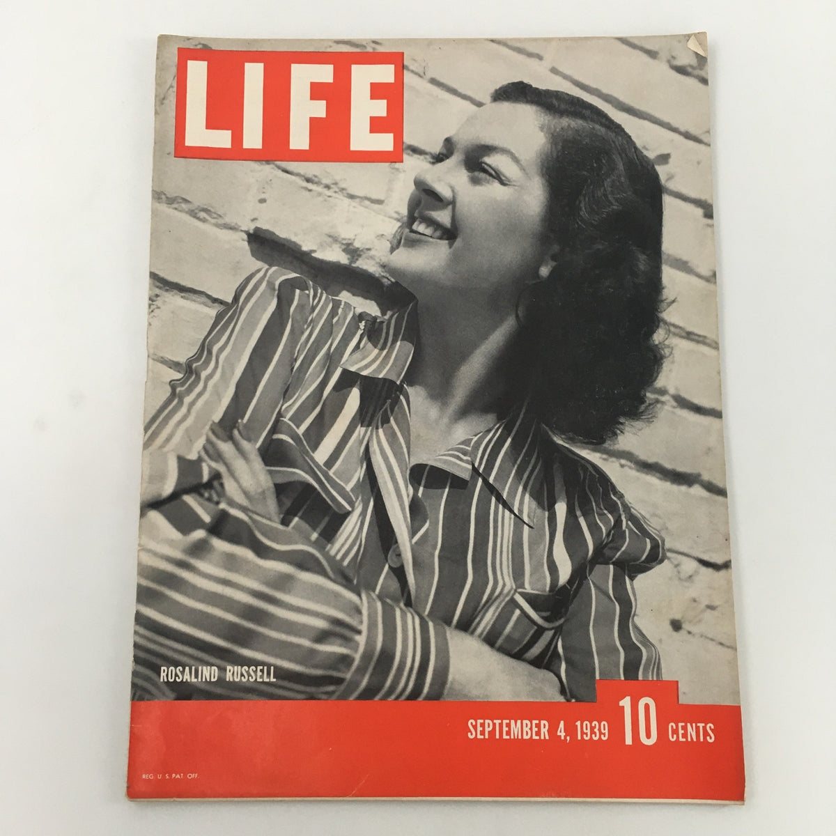 Cover of Life Magazine dated September 4, 1939 featuring Rosalind Russell, showcasing a classic design with her smiling portrait and bold red title, ideal for vintage magazine collectors.