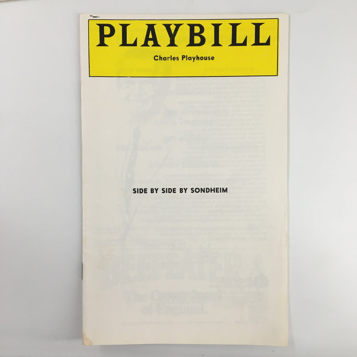 1979 Playbill from Charles Playhouse featuring Joe Masiell in Side by Side by Sondheim, showcasing the front cover design.