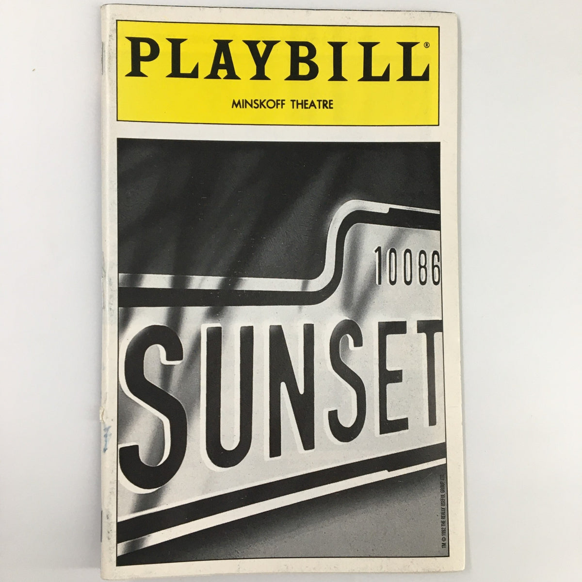 1995 Playbill Minskoff Theatre featuring the title 'Sunset' from the production 'Sunset Blvd.' starring Betty Buckley, showcasing a classic black and white design.