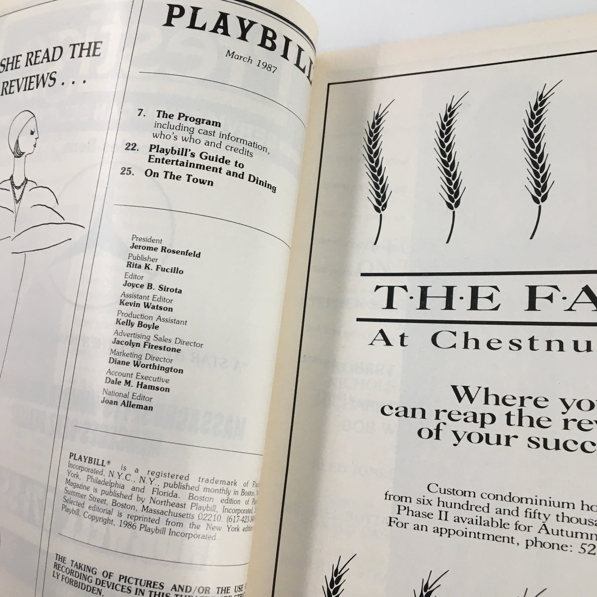 Interior page of the 1987 Playbill showing additional content and structure, related to 'A Funny Thing Happened on the Way to the Forum'.