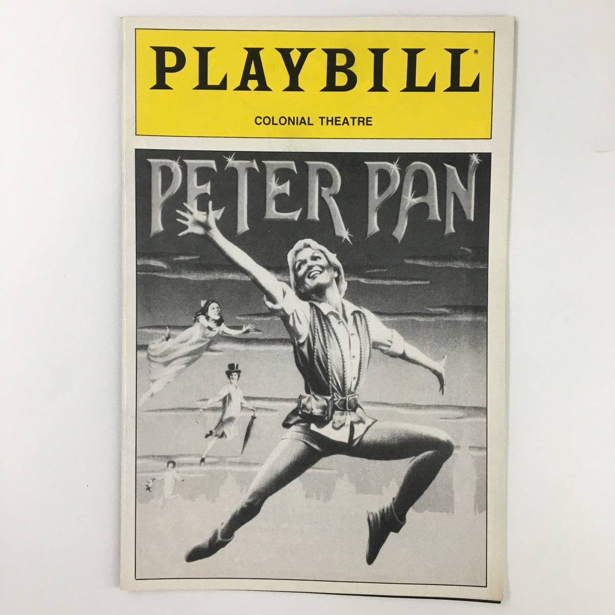 1989 Playbill for Peter Pan featuring Cathy Rigby at Colonial Theatre, showcasing vibrant cover art and nostalgic theatrical charm.