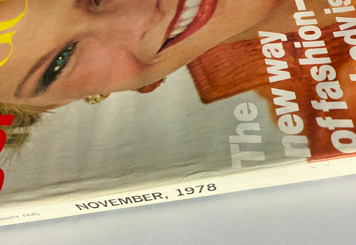 Vogue Magazine November 1978 featuring Michelle Stevens cover, highlighting fashion trends of the late 1970s with the label 'NOVEMBER, 1978' visible.