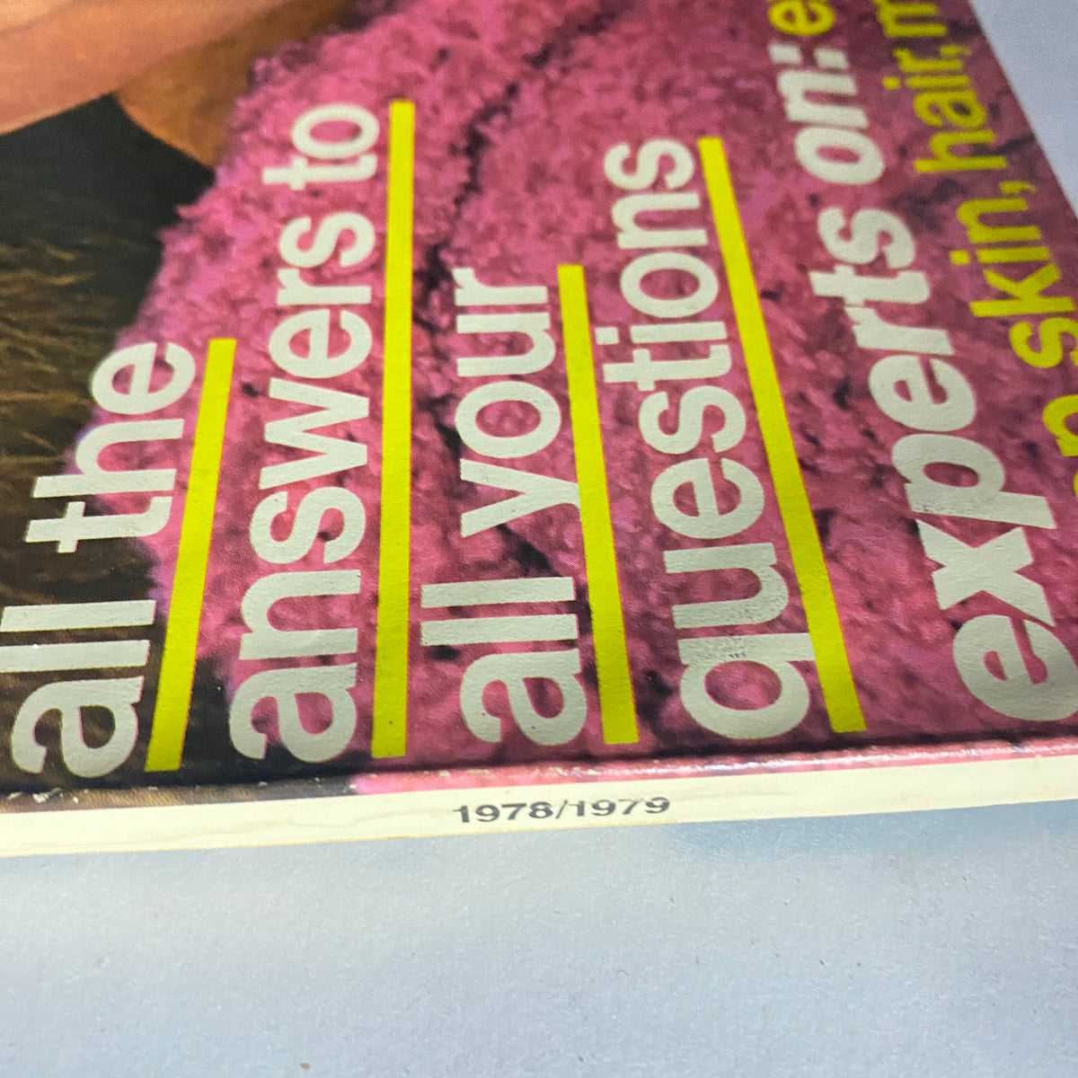 Close-up of the spine of Vogue Magazine Fall/Winter 1978-1979 showing the year 1978/1979, highlighting its vintage status and collectible nature.