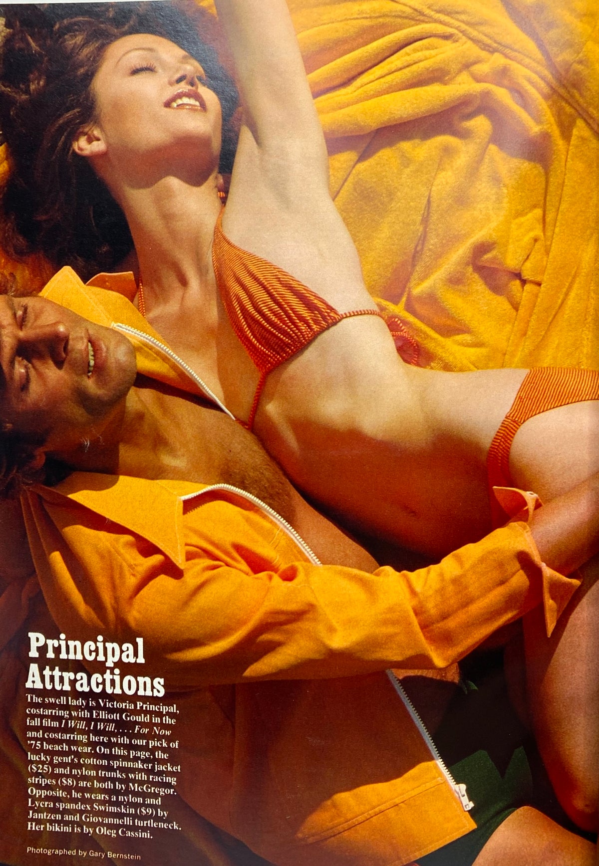 Fashion editorial spread from Harper's Bazaar Magazine October 1978, featuring vibrant swimwear and styling, reflecting the era's summer fashion trends.