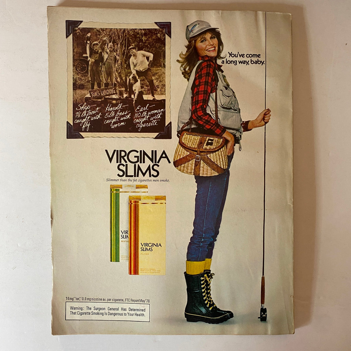 Vintage advertisement for Virginia Slims cigarettes in Harper's Bazaar Magazine October 1978 displaying the message of empowerment for women.