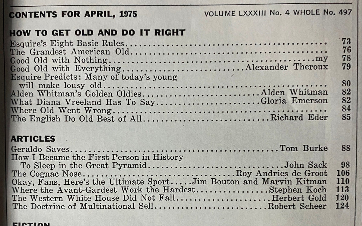 Esquire Magazine April 1975 How To Get Old and Do It Right