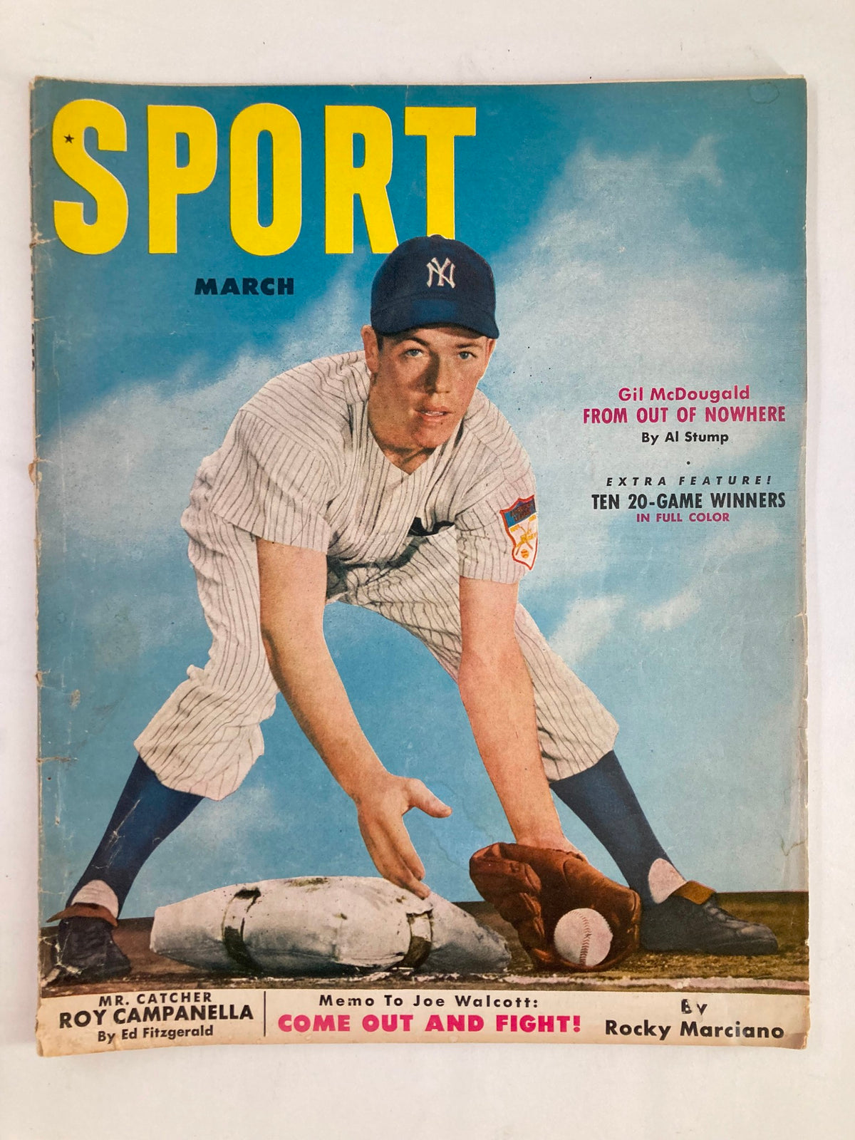 VTG Sport Magazine March 1952 Cover featuring Gil McDougald, showcasing vintage baseball imagery and iconic sports culture of the era.