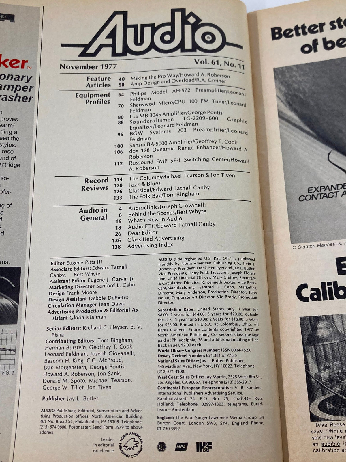 Vintage Audio Magazine November 1977 Vol 61 #11 Greiner Amp Design and Overload