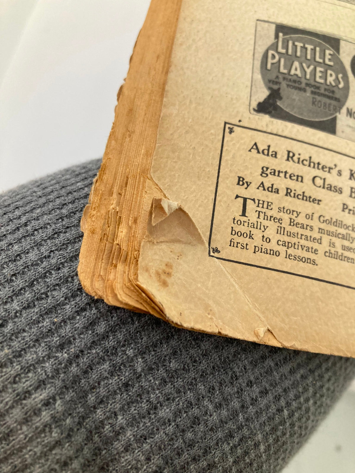 Corner of a page from the July 1946 ETUDE The Music Magazine revealing wear and tear, emphasizing its vintage and collectible status.
