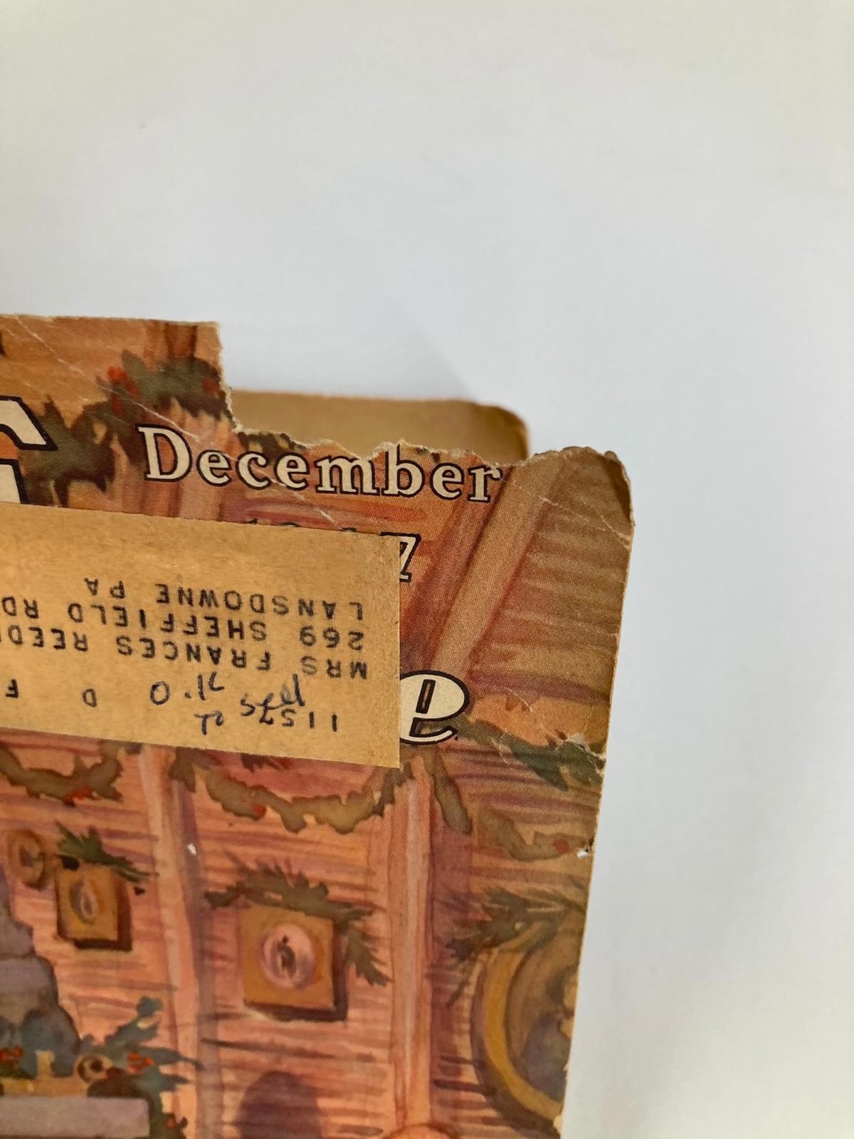 VTG Etude The Music Magazine December 1947, featuring the torn top edge of the cover and the date 'December' prominently displayed.