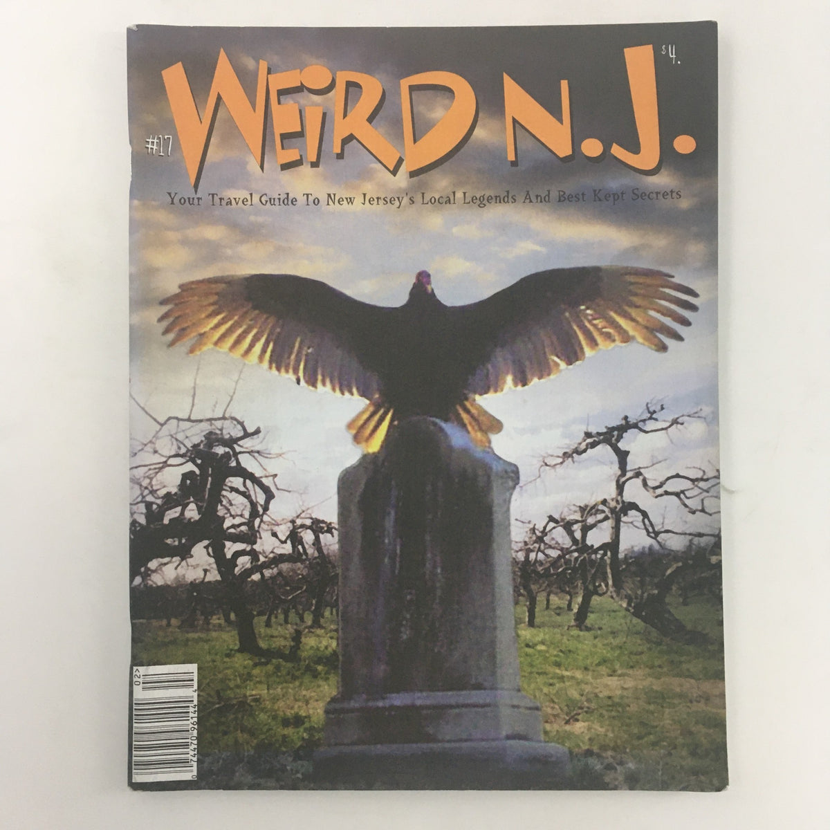Weird N.J. Magazine 2001 Issue #17 featuring a travel guide to New Jersey's local legends and best-kept secrets, with a striking cover image of a majestic statue and vibrant scenery.