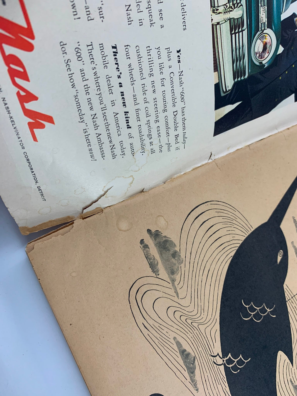 Interior view of the VTG Newsweek Magazine April 14, 1947 showcasing vintage advertisements and content from the era, underlining its collectors' value.