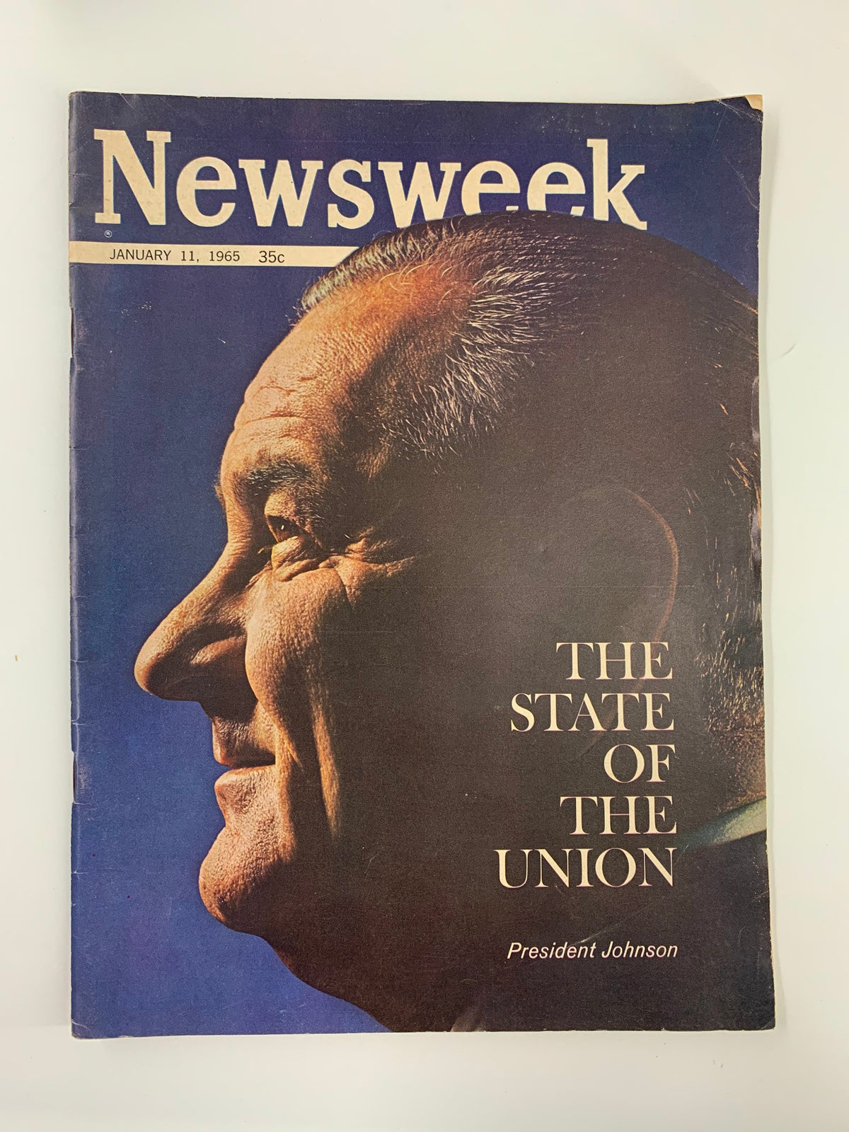 VTG Newsweek Magazine January 11 1965 featuring President Lyndon B. Johnson on the cover with the headline 'The State of the Union'.