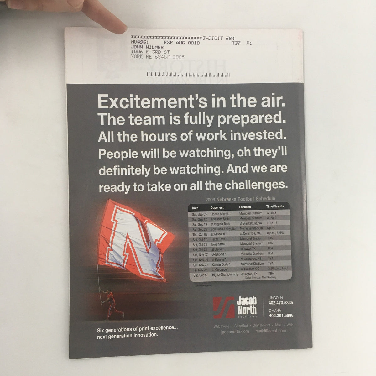 Back cover of Huskers Illustrated September 26 2008 Vol. 29 #10 with promotional text about Nebraska football's preparations, emphasizing the excitement for the season ahead.