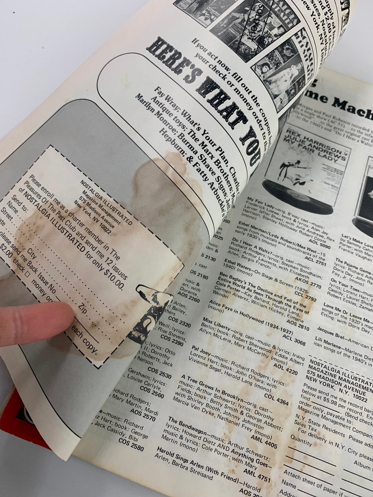 Inside page of VTG Nostalgia Illustrated Magazine June 1975, displaying subscription advertisement with details and a handwritten note.