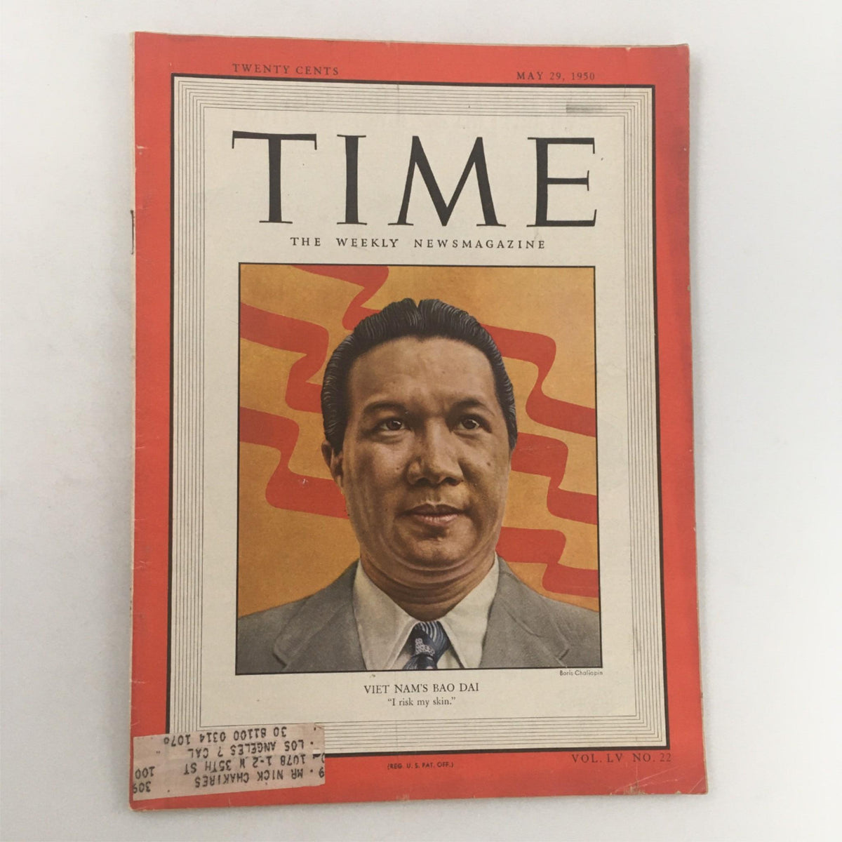 Vintage Time Magazine cover from May 29, 1950 featuring Viet Nam's Nguyen Dynasty Emperor Bao Dai, with a portrait of the emperor and bold graphics.