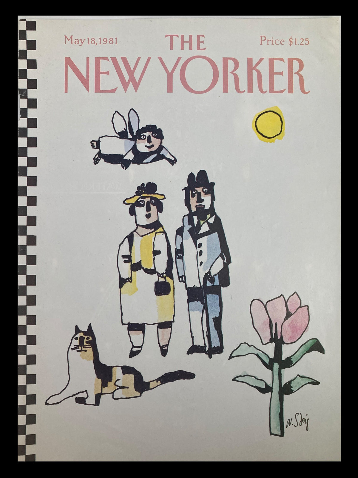 COVER ONLY The New Yorker May 18 1981 Watch it Grow by William Steig, featuring whimsical characters and a cat illustration with vibrant colors.