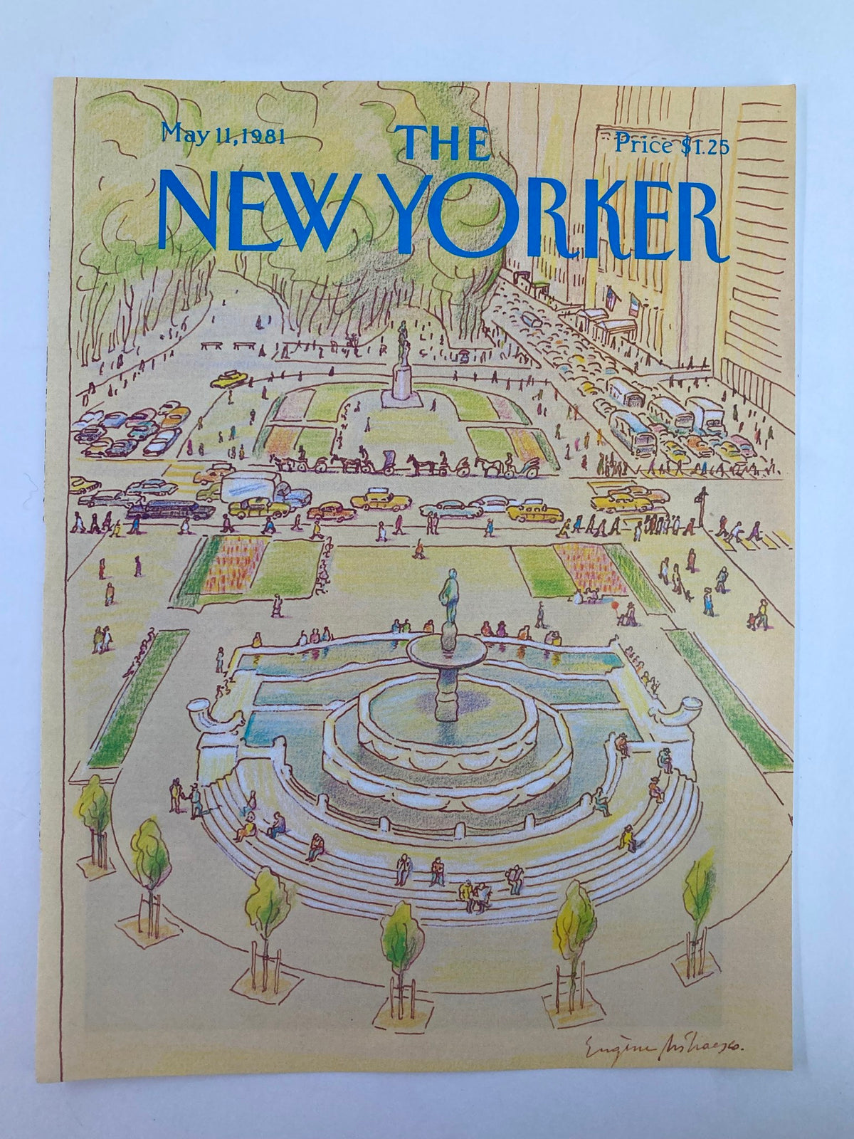 The New Yorker May 11 1981 cover art depicting Central Roundabout by Eugene Mihaesco, capturing the lively atmosphere of city life with artistic flair.