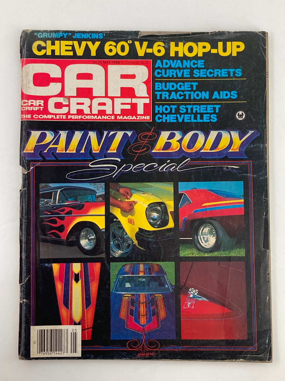 VTG Car Craft Magazine May 1984 Vol 32 #5 Cover showcasing the Paint & Body Special, featuring vibrant illustrations of custom cars and automotive tips.